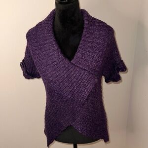 Alberto Makali purple‎ heavy knit shirt sleeves ribbed sweater Sz M